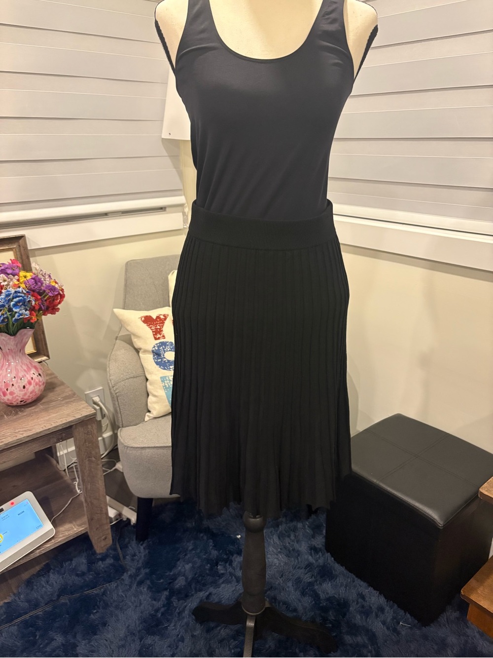 Premise Black Pleated Midi Skirt